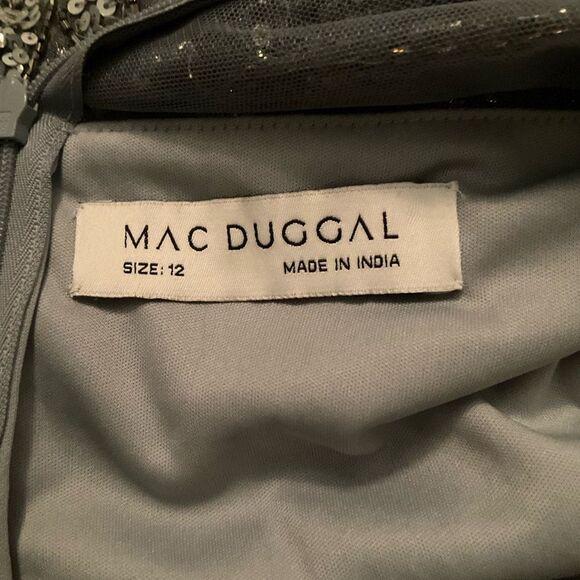 Mac Duggal 5532 Womens Platinum Embellished Illusion Cap Sleeve Column Gown - Picture 13 of 13